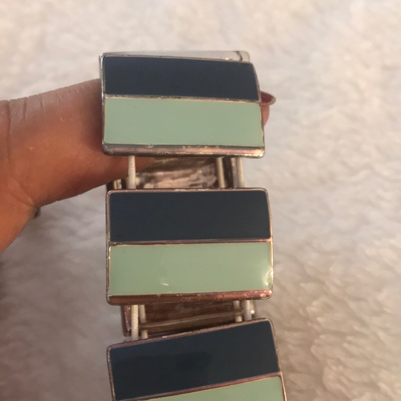 Dark & Light Blue Enamel and Silver Edge Bracelet - Picture 5 of 6